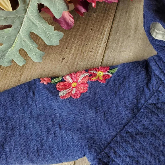 Blue and Pink Floral Embroidered Baby Girls Zip Up Jacket Size 12m NWOT - Picture 5 of 14